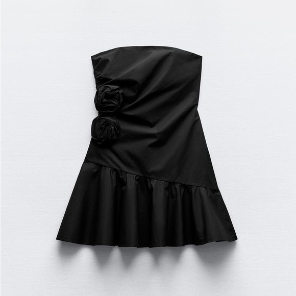 RAISED FLOWERS STRAPLESS DRESS - Picture 4 of 7